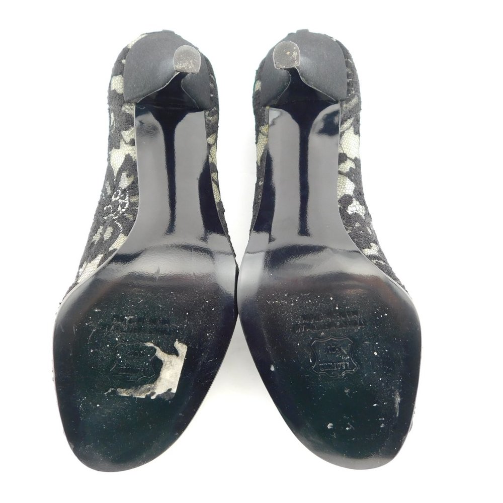 STURAT WEITZMAN Black Floral Lace Peep Toe Evening Heel Pumps 7 - Picture 7 of 8